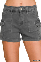 Load image into Gallery viewer, Ash Black Utility Pocket Denim Shorts
