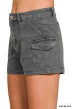 Load image into Gallery viewer, Ash Black Utility Pocket Denim Shorts
