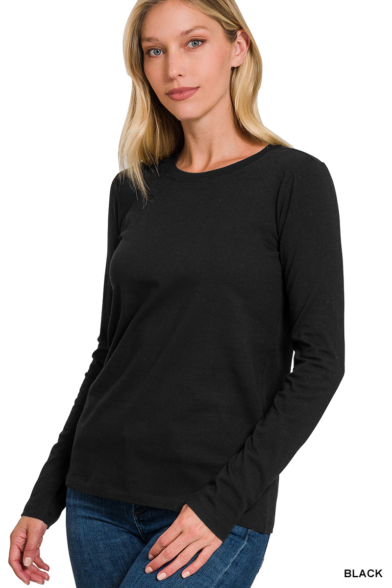 Cotton Crew Neck Long Sleeve Tee