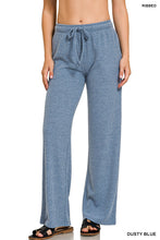 Load image into Gallery viewer, Dusty Blue Ribbed Lounge Pants
