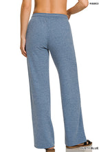 Load image into Gallery viewer, Dusty Blue Ribbed Lounge Pants
