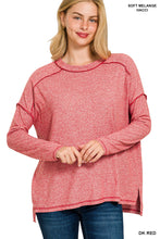 Load image into Gallery viewer, Dark Red Melange Hacci Hi-Low Top
