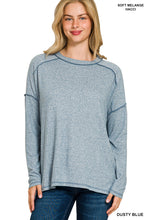 Load image into Gallery viewer, Dusty Blue Melange Hacci Hi-Low Top
