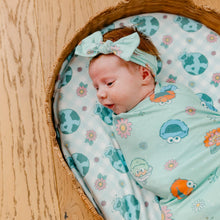 Load image into Gallery viewer, COPPER PEARL® Knit Headband Bow - Sesame Street Retro Floral
