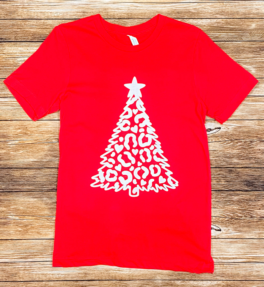 Leopard Christmas Tree Graphic T-Shirt