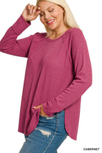 Load image into Gallery viewer, Plus Cabernet Waffle Long Sleeve Top
