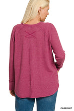 Load image into Gallery viewer, Plus Cabernet Waffle Long Sleeve Top
