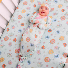 Load image into Gallery viewer, COPPER PEARL® Newborn Knotted Gown - Sesame Street Retro Floral
