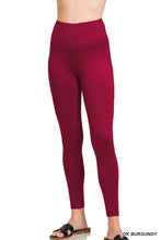 Load image into Gallery viewer, Dark Burgundy Brushed Microfiber Full Length Leggings With Pocket
