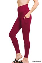 Load image into Gallery viewer, Dark Burgundy Brushed Microfiber Full Length Leggings With Pocket
