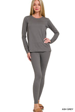 Load image into Gallery viewer, Microfiber Round Neck Top &amp; Leggings Set
