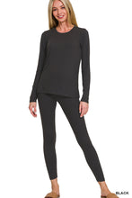 Load image into Gallery viewer, Microfiber Round Neck Top &amp; Leggings Set
