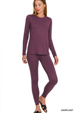Load image into Gallery viewer, Eggplant Microfiber Top And Leggings Set
