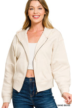 Load image into Gallery viewer, Cropped Zip-Up Hoodie w/ Pockets - SAND
