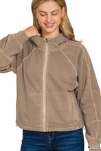 Load image into Gallery viewer, Fleece Pigment Dyed Zip Up - MOCHA
