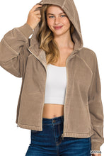 Load image into Gallery viewer, Fleece Pigment Dyed Zip Up - MOCHA
