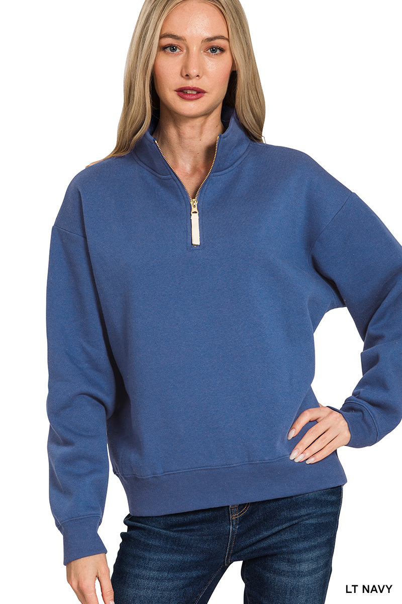 Fleece Half-Zip Sweatshirt - Light Navy