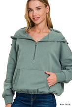 Load image into Gallery viewer, Elastic Hem Half Zip Kangaroo Pocket Hoodie
