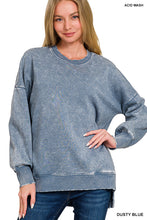 Load image into Gallery viewer, Acid Wash Fleece Hi-Low Hem Pullover
