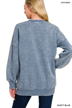 Load image into Gallery viewer, Acid Wash Fleece Hi-Low Hem Pullover
