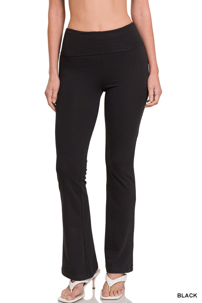 Cotton Fold Over Yoga Flare Pants