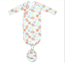 Load image into Gallery viewer, COPPER PEARL® Newborn Knotted Gown - Sports Medley

