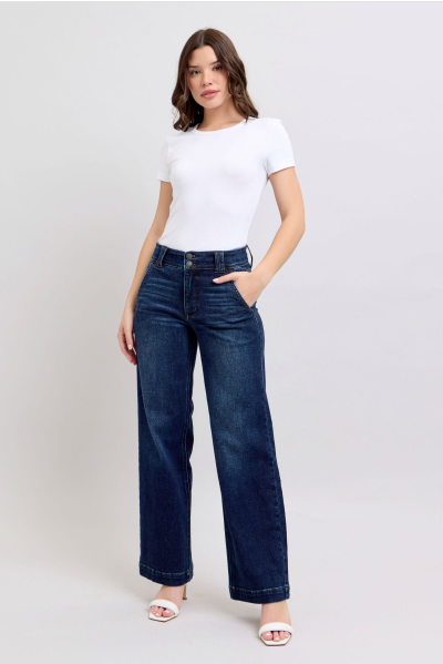 Judy Blue® High Waisted Wide Leg Dark Wash Jean