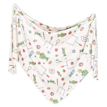 Load image into Gallery viewer, COPPER PEARL® Knit Swaddle Blanket - Sesame Street Varsity Friends
