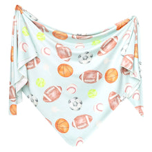 Load image into Gallery viewer, COPPER PEARL® Knit Swaddle Blanket - Sports Medley
