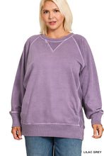 Load image into Gallery viewer, Plus Lilac Grey Pigment Dyed French Terry Pullover
