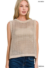Load image into Gallery viewer, Acid Wash Fishnet Sweater Vest
