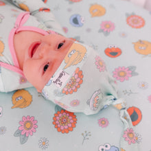 Load image into Gallery viewer, COPPER PEARL® Top Knot Hat - Sesame Street Retro Floral
