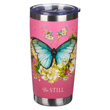 Load image into Gallery viewer, Travel Mug Stainless Steel-Pink Butterfly Be Still
