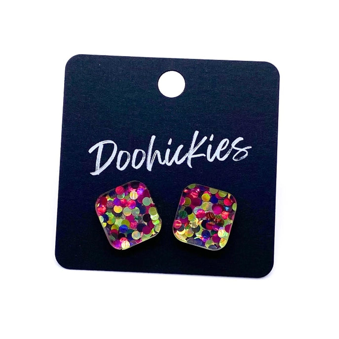 14MM Confetti Square Studs Spring Earrings