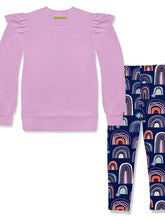 Load image into Gallery viewer, Girls Lilac Ruffle-Trim Sweatshirt &amp; Spring Leggings

