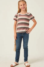 Load image into Gallery viewer, Girls Stripe Terry Puff Sleeve Tee
