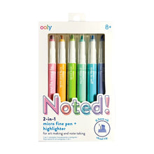 Load image into Gallery viewer, Noted! 2-in-1 Micro Fine Tip Pens &amp; Highlighters - Set of 6
