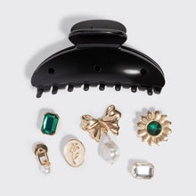 Load image into Gallery viewer, Kitschpop™️ Curved Claw Clip 7pc Set Vintage - Black
