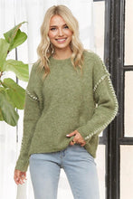 Load image into Gallery viewer, Olive Knit Sweater With Stitch Detail
