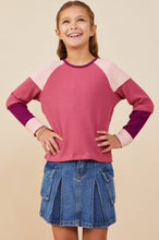 Load image into Gallery viewer, Girls Color Block Ribbed Knit Long Sleeve Top
