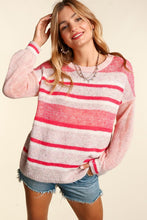 Load image into Gallery viewer, Oversized Stripe Sweater Pullover Top
