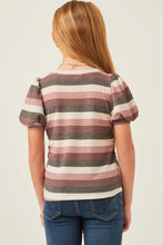 Load image into Gallery viewer, Girls Stripe Terry Puff Sleeve Tee
