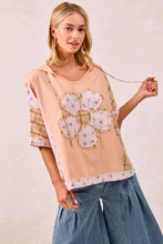Load image into Gallery viewer, Mix And Matched Floral Patch Short Sleeves Hooded Top
