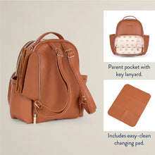 Load image into Gallery viewer, Cognac Itzy Mini Plus™ Diaper Bag Backpack
