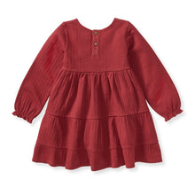 Load image into Gallery viewer, Toddler Brick Red Dotted Rib Organic Cotton Dress
