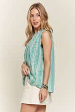 Load image into Gallery viewer, Plus Size Front Shirring Linen Stripe Blouse
