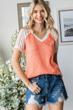 Load image into Gallery viewer, Orange Patchwork Design V-Neck Top
