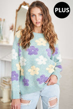 Load image into Gallery viewer, Floral Popped 2 Tone Sweater Top
