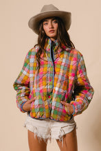 Load image into Gallery viewer, Bleached Vintage Plaid Quilted Jacket
