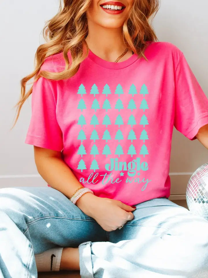 Jingle All the Way Pink Holiday Graphic Tee